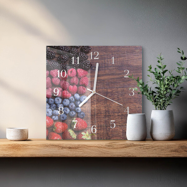 Wanduhr quadratisch Waldfrüchte