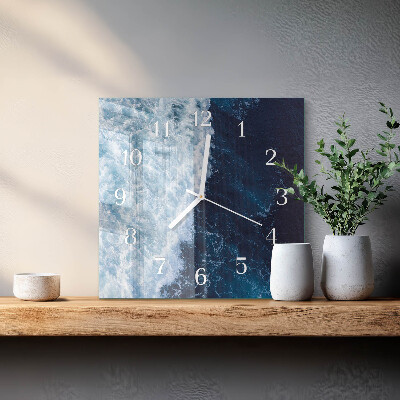 Wanduhr quadratisch Meereswellen