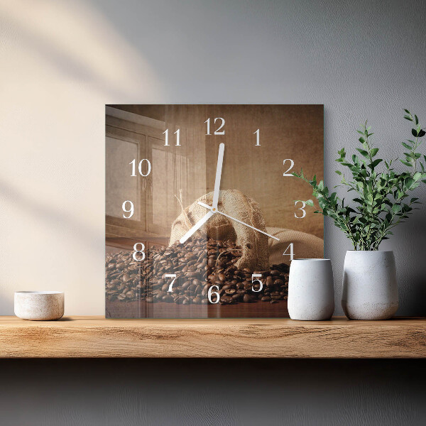 Wanduhr quadratisch Kaffee