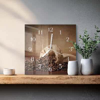 Wanduhr quadratisch Kaffee