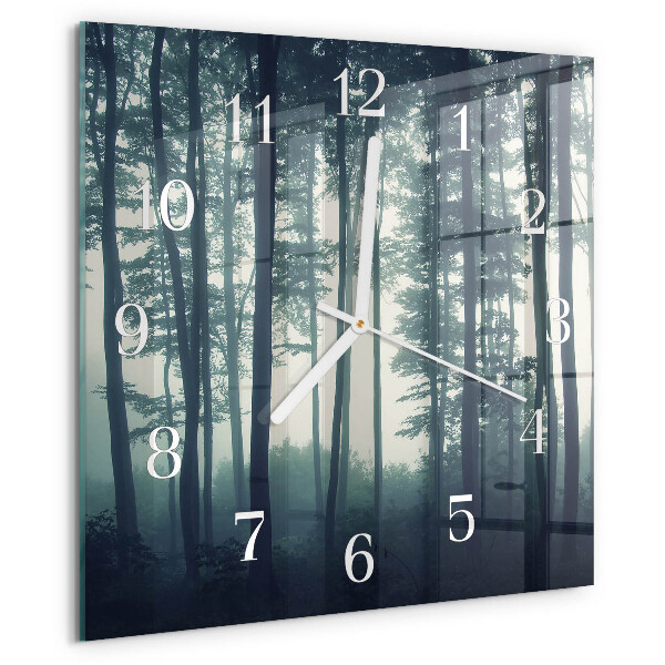 Wanduhr quadratisch Nebliger Wald