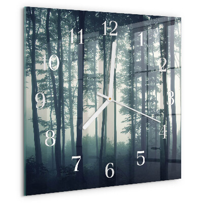 Wanduhr quadratisch Nebliger Wald