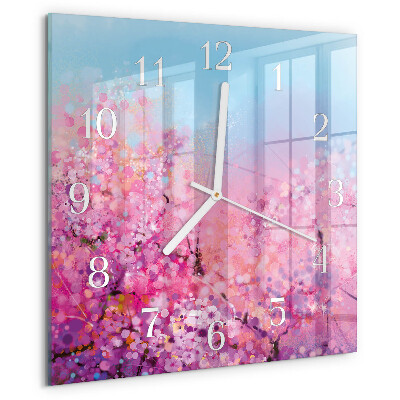 Wanduhr quadratisch Blumenmuster