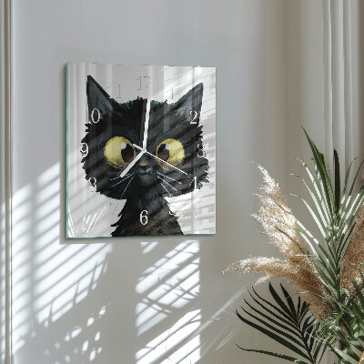 Wanduhr quadratisch Schwarze Katze
