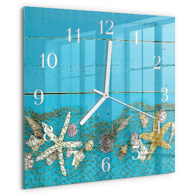 Wanduhr quadratisch Meeresschätze