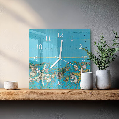 Wanduhr quadratisch Meeresschätze