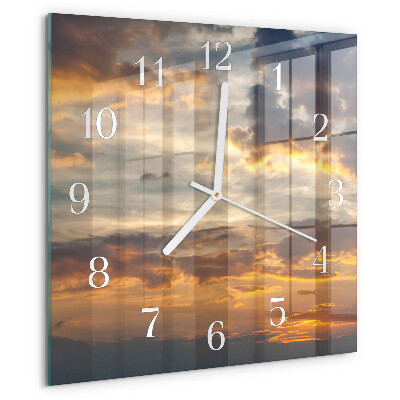Wanduhr quadratisch Sonnenuntergang