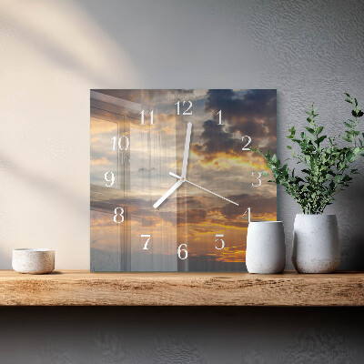 Wanduhr quadratisch Sonnenuntergang