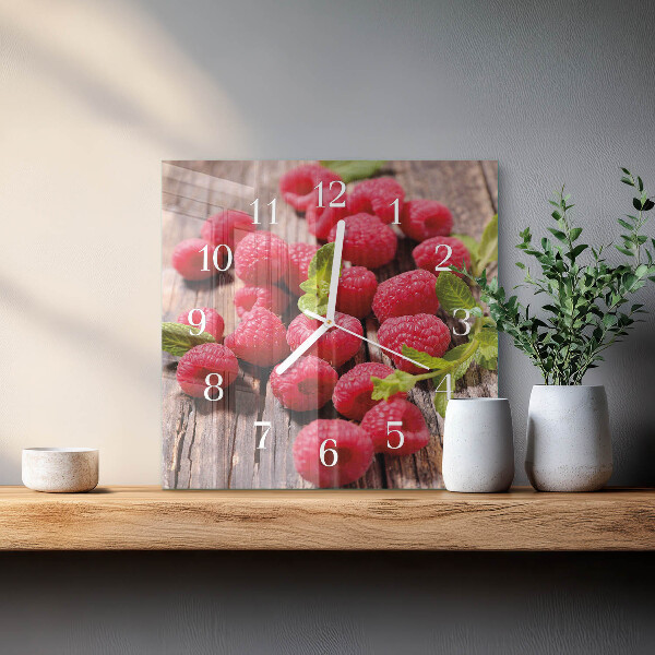 Wanduhr quadratisch Himbeeren