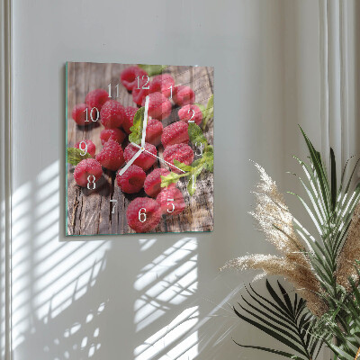 Wanduhr quadratisch Himbeeren
