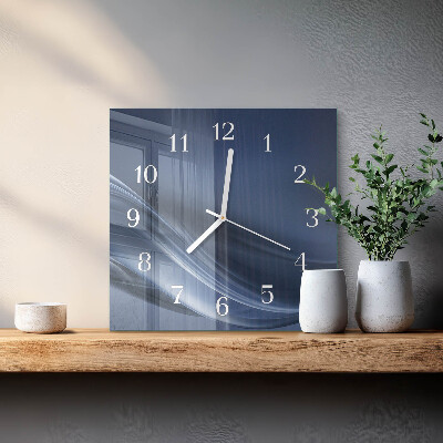 Wanduhr quadratisch Blaue Wellen