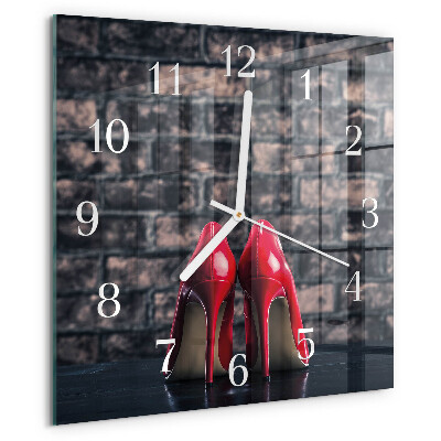 Wanduhr quadratisch Rote High Heels