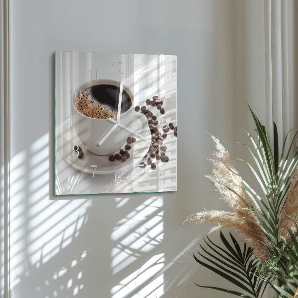 Wanduhr quadratisch Tasse Kaffee