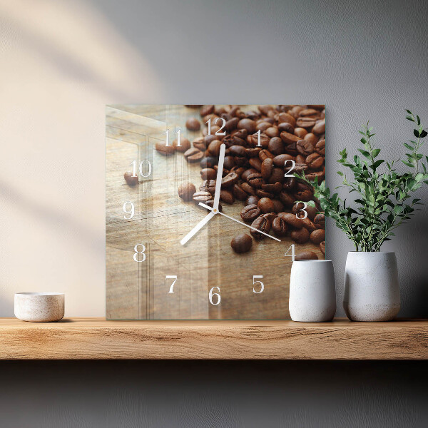 Wanduhr quadratisch Kaffeebohnen