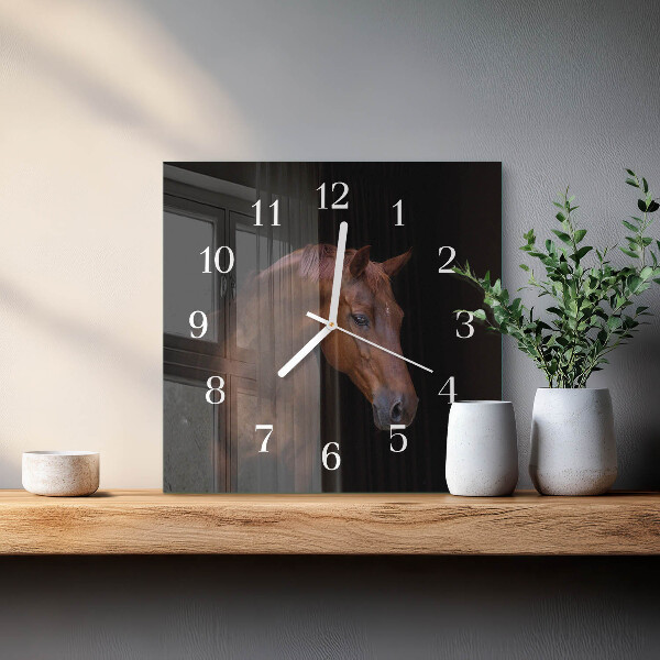 Wanduhr quadratisch Pferd