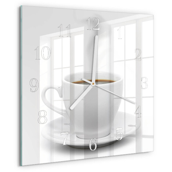 Wanduhr quadratisch Tasse Kaffee