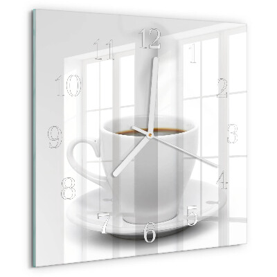 Wanduhr quadratisch Tasse Kaffee