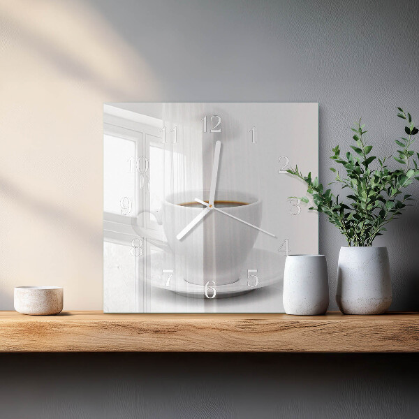 Wanduhr quadratisch Tasse Kaffee