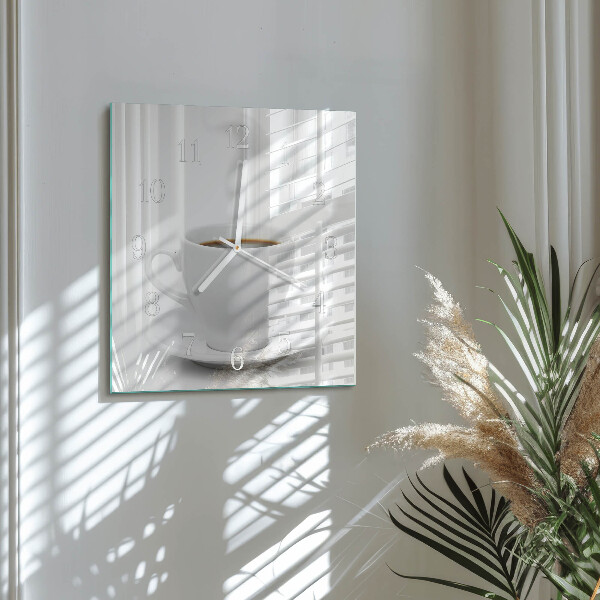 Wanduhr quadratisch Tasse Kaffee