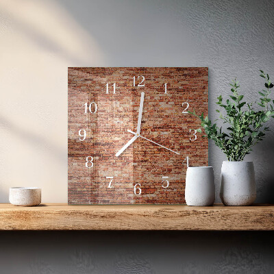 Wanduhr quadratisch Ziegelmauer