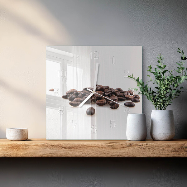 Wanduhr quadratisch Kaffeebohnen