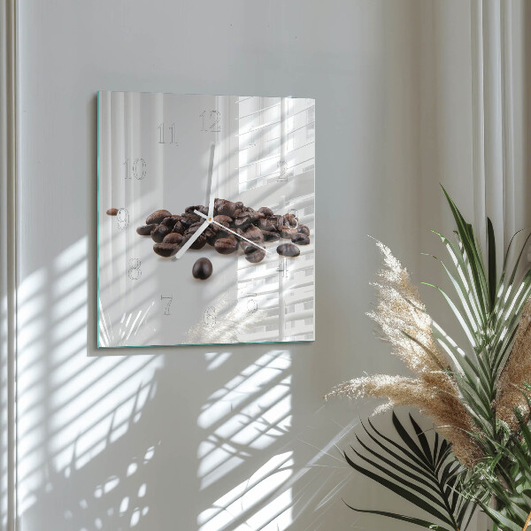 Wanduhr quadratisch Kaffeebohnen