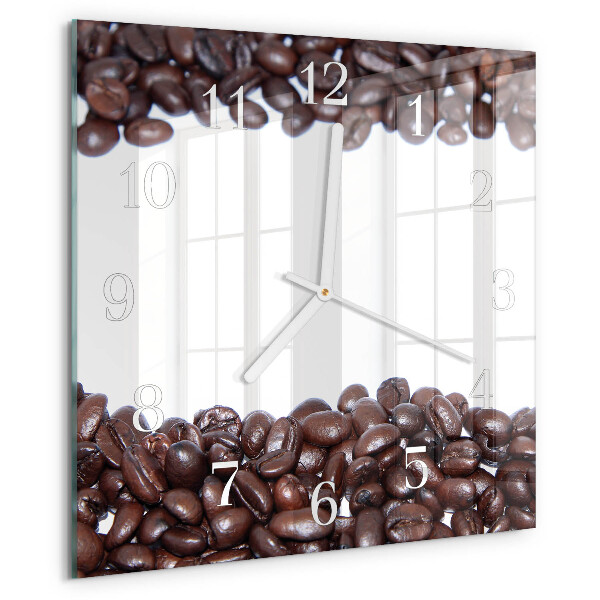 Wanduhr quadratisch Kaffeebohnen