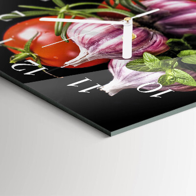 Wanduhr quadratisch Tomaten-Knoblauch