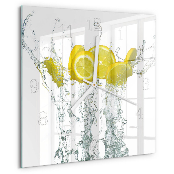 Wanduhr quadratisch Wasser mit Zitrone