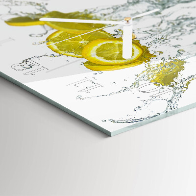 Wanduhr quadratisch Wasser mit Zitrone