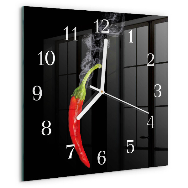 Wanduhr quadratisch Chili-Pfeffer