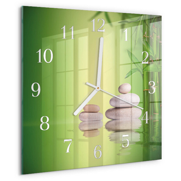 Wanduhr quadratisch Zen-Steine