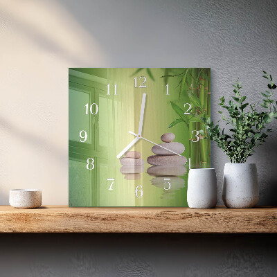 Wanduhr quadratisch Zen-Steine