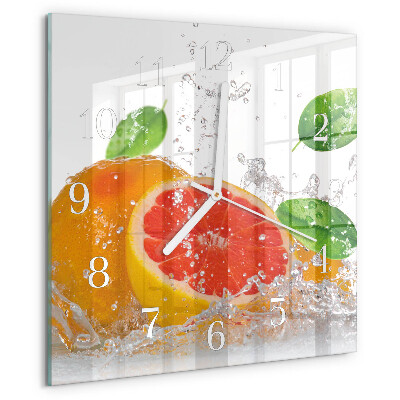 Wanduhr quadratisch Grapefruit