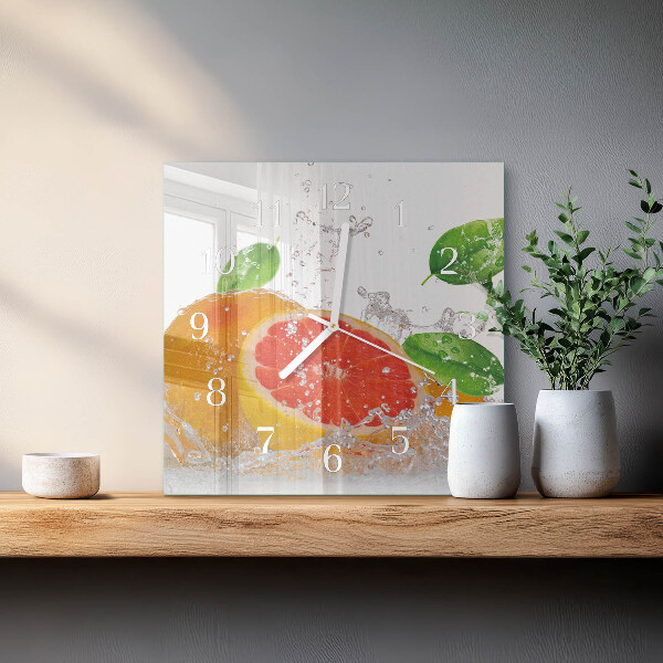 Wanduhr quadratisch Grapefruit