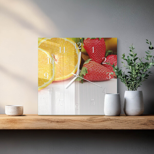 Wanduhr quadratisch Obst
