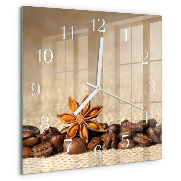 Wanduhr quadratisch Kaffeebohnen