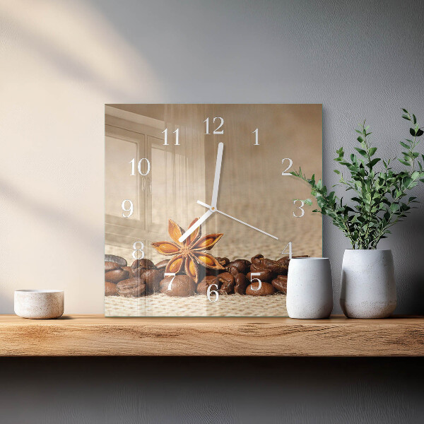 Wanduhr quadratisch Kaffeebohnen