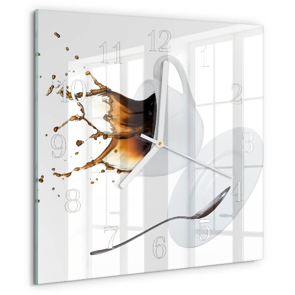 Wanduhr quadratisch Tasse Kaffee