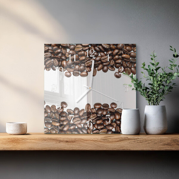 Wanduhr quadratisch Kaffeebohnen