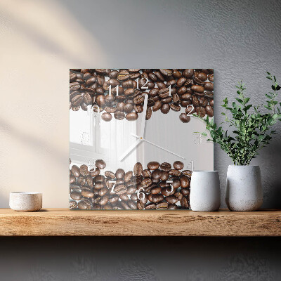 Wanduhr quadratisch Kaffeebohnen