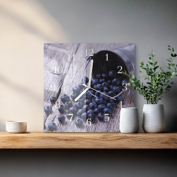 Wanduhr quadratisch Blaubeeren