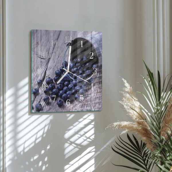 Wanduhr quadratisch Blaubeeren