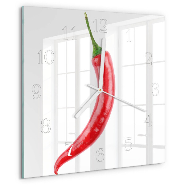 Wanduhr quadratisch Chili-Pfeffer