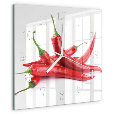 Wanduhr quadratisch Chilischoten