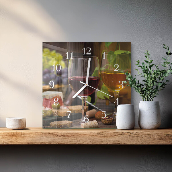 Wanduhr quadratisch Weinglas