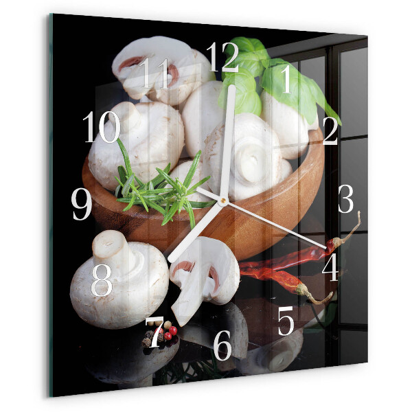 Wanduhr quadratisch Pilze