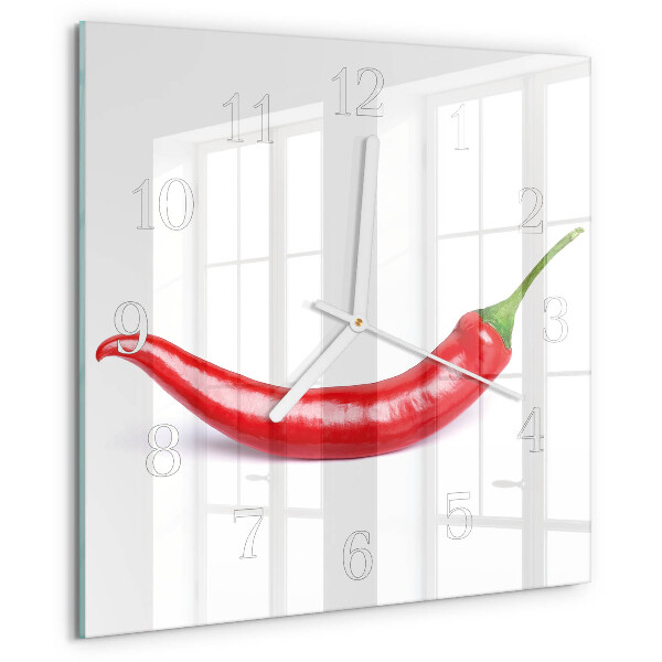 Wanduhr quadratisch Chili-Pfeffer