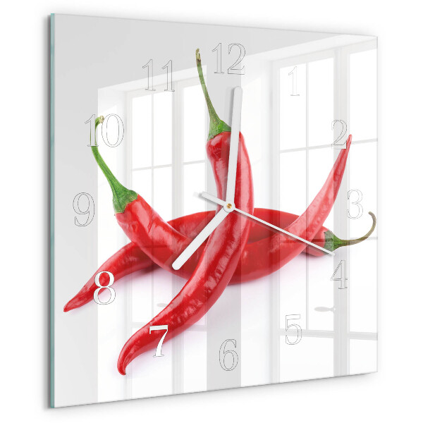 Wanduhr quadratisch Chilischoten