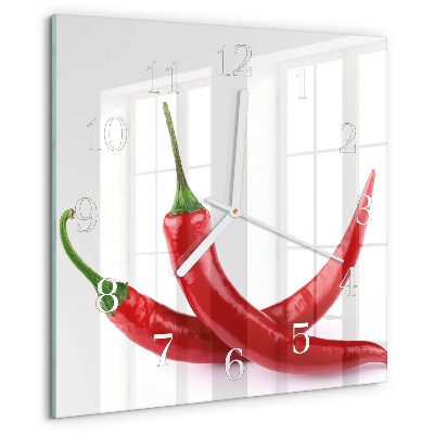 Wanduhr quadratisch Chilischoten